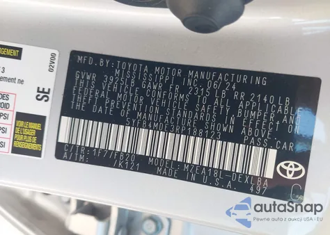 2024 Toyota Corolla Le from USA, damaged, VIN 5YFB4MDE3RP188123